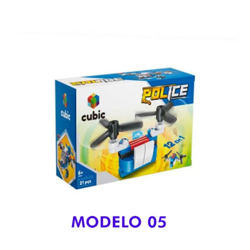 Cubic Serie Police 12 em 1 - Modelo 05 - 21 Pecas MULTIKIDS