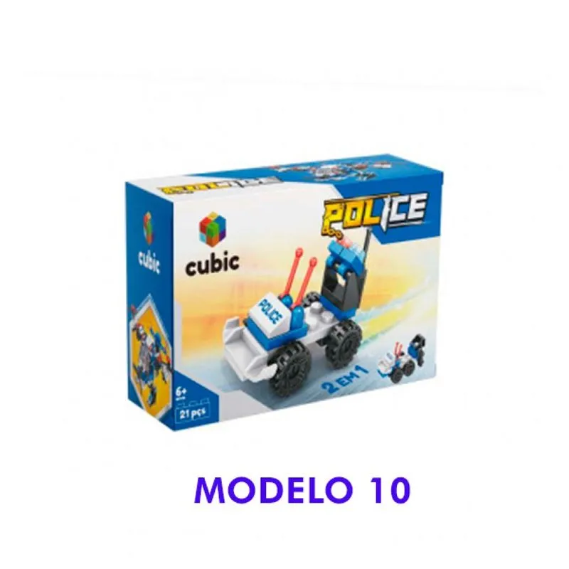 Cubic Serie Police 12 em 1 - Modelo 10 - 21 Pecas MULTIKIDS