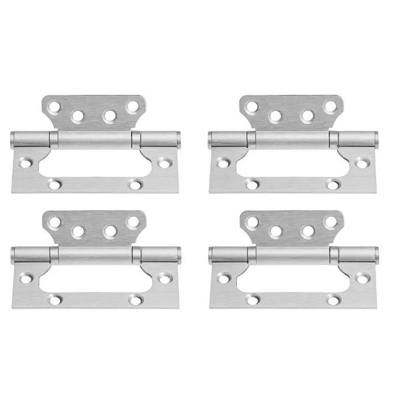 04 Dobradiça Porta Sobrepor Sem Rebaixo Inox 4'X3'X,2,2Mm