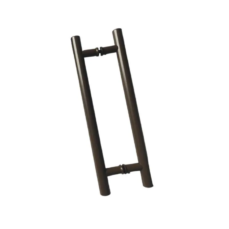 Puxador H Tubular Duplo Porta Madeira Vidro 30cm Marrom