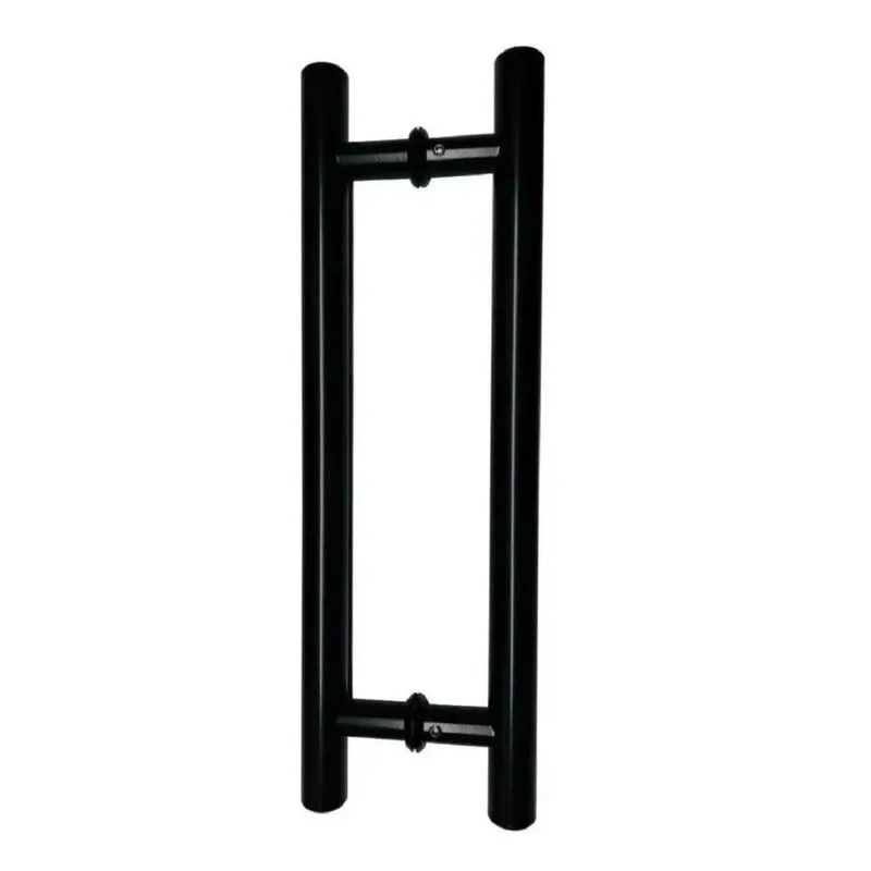 Puxador H Tubular Duplo Porta Madeira Vidro 40cm Preto