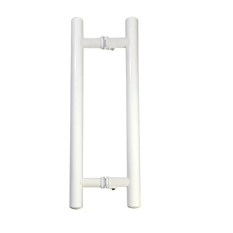 Puxador H Tubular Duplo Porta Madeira Vidro 40cm Branco