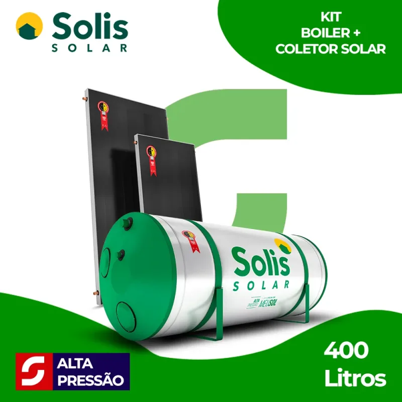 KIT BOILER RES MEU SOL APM 400L 304 + COLETOR SOL TROP 1,00X2,00MT