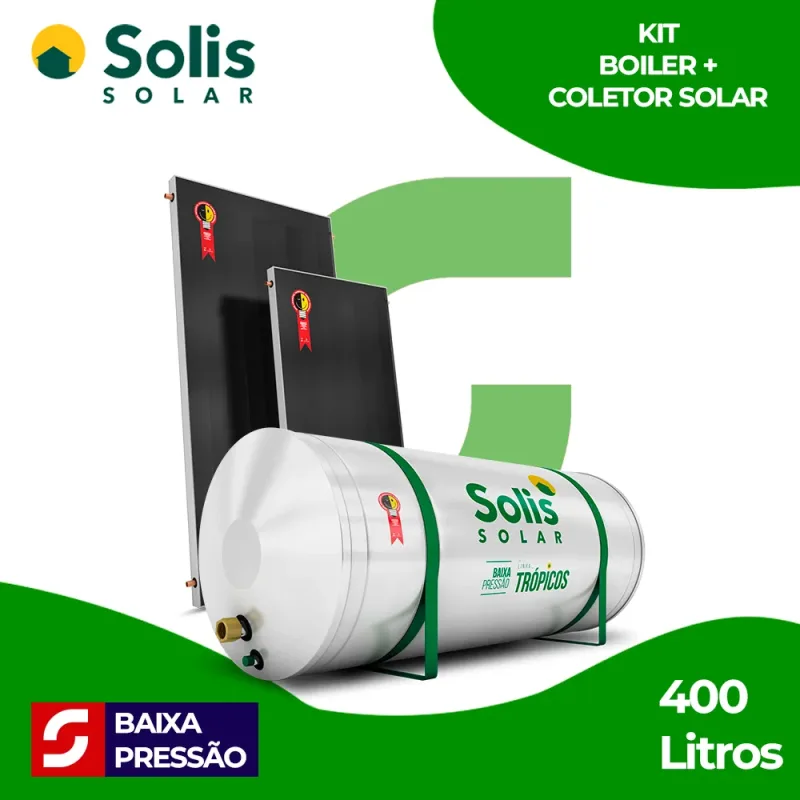 KIT BOILER RES TROP BPN 400L ACO 304 + COLETOR SOL TROP 1,00X2,00MT
