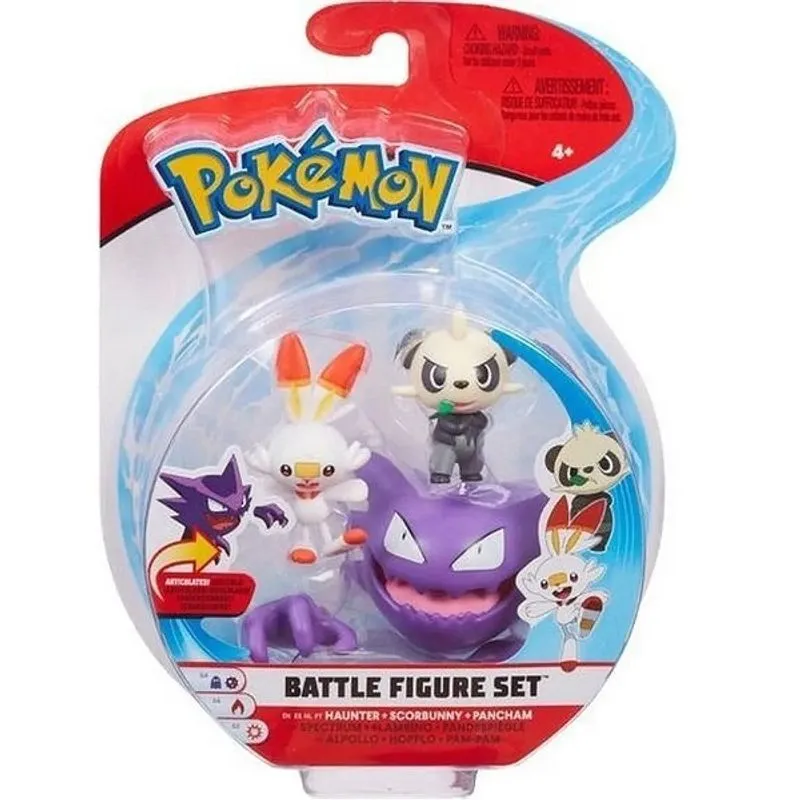 Pokemon Battle Figure Haunter, Scorbunny e Panchman - 2603 SUNNY BRINQUEDOS