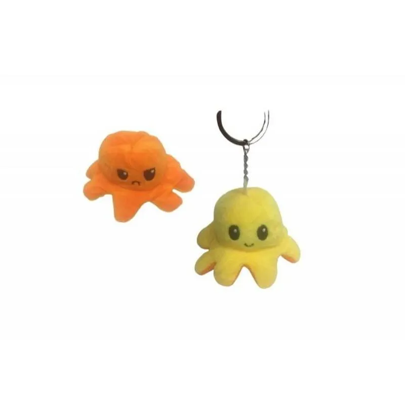 Pelucia Reversivel 2 em 1 Chaveiro Polvo - Laranja e Amarelo BBR