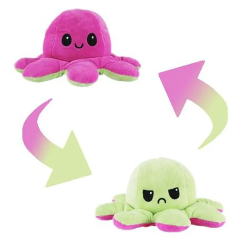 Pelucia - Polvo Reversivel 2 em 1 Pequeno - Rosa e Verde BBR