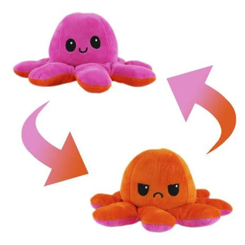 Pelucia - Polvo Reversivel 2 em 1 Pequeno - Laranja e Rosa BBR