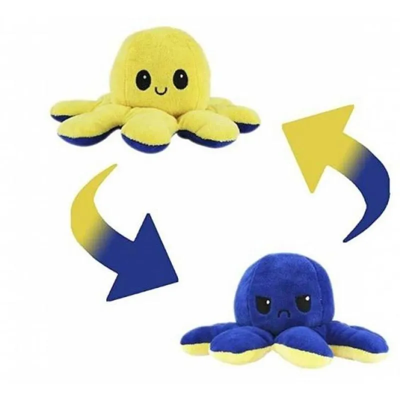 Pelucia Polvo Reversivel Grande - Azul e Amerelo BBR