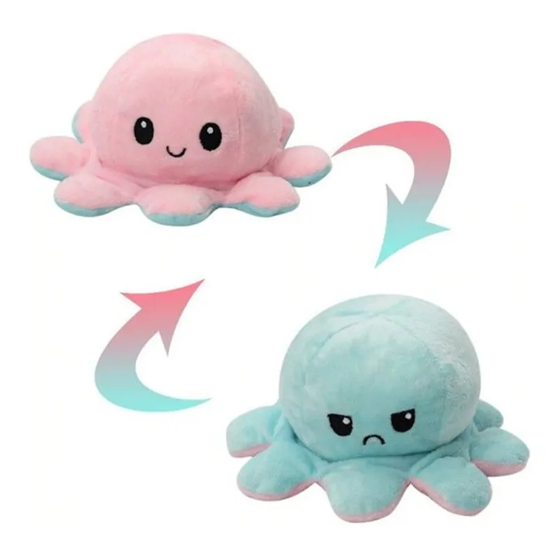 Pelucia Polvo Reversivel Grande - Rosa e Azul BBR