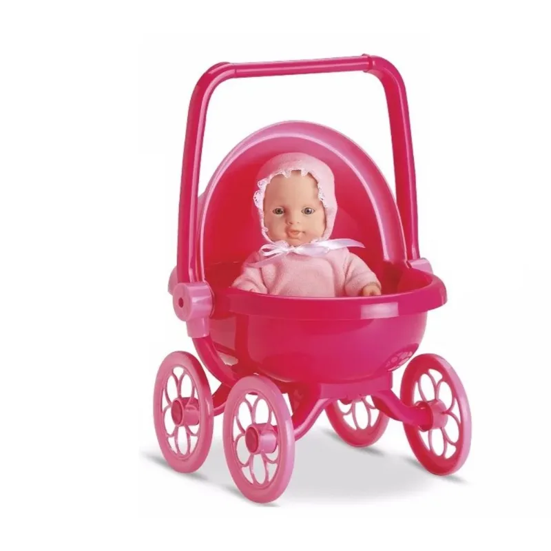 Mini Bebe Mania Carrinho de Bebe - Carrinho rosa e alca rosa ROMA JENSEN