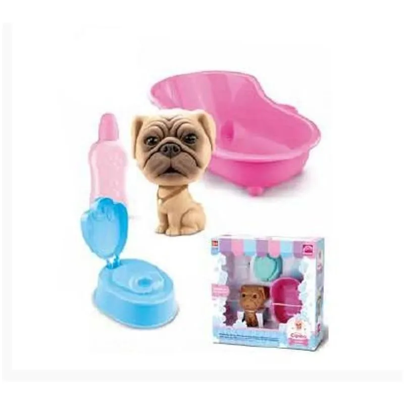 Cachorro bebe canino com acessorios - Hora do banho - Banheira Rosa ROMA JENSEN