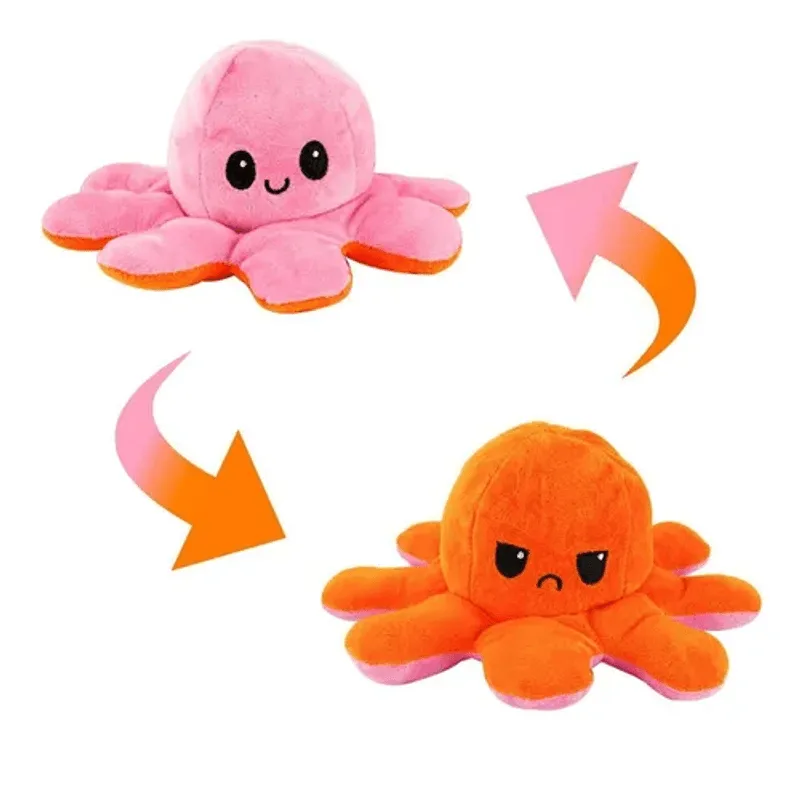 Pelucia - Polvo Reversivel 2 em 1 Pequeno - Rosa e Laranja BBR