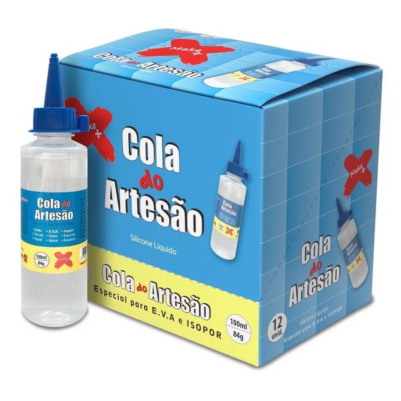 12 Cola Silicone Líquida Artesanato Eva Isopor Couro 100ml