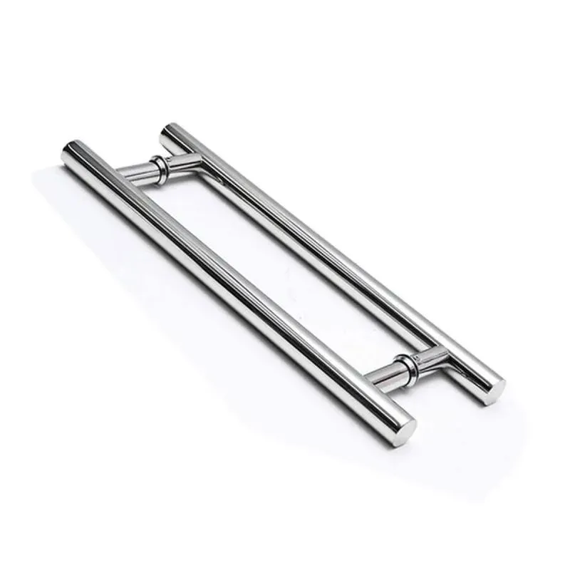 Puxador H Tubular Inox Duplo Porta De Madeira 30cm Cromado