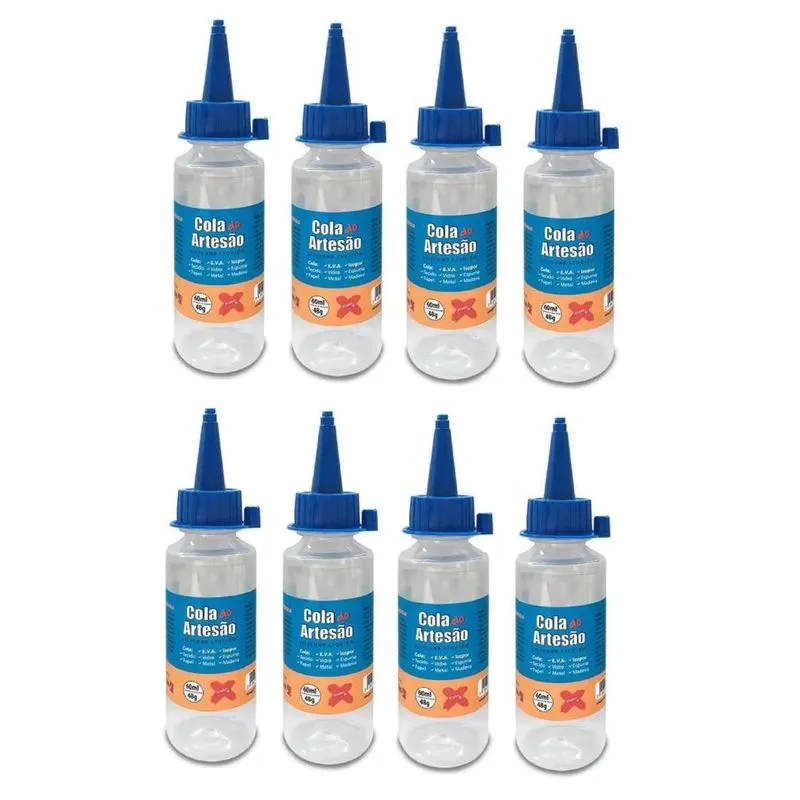 08 Cola De Silicone Líquida Artesanato Eva Isopor Couro 60ml