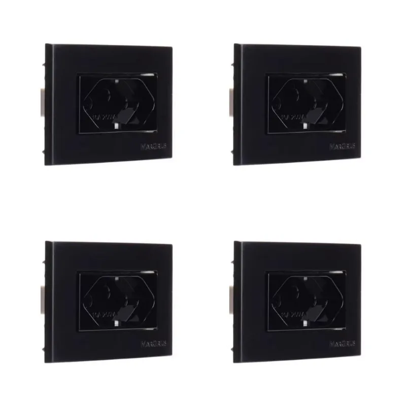 4 Pç Tomada Moveis Margirius 2P T Preta 20A 250V Nbr14136