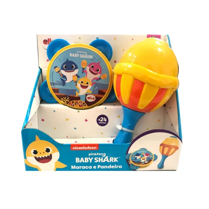 Instrumentos Musicais - Nickelodeon - Maraca e Pandeiro Baby Shark -Amarelo ELKA