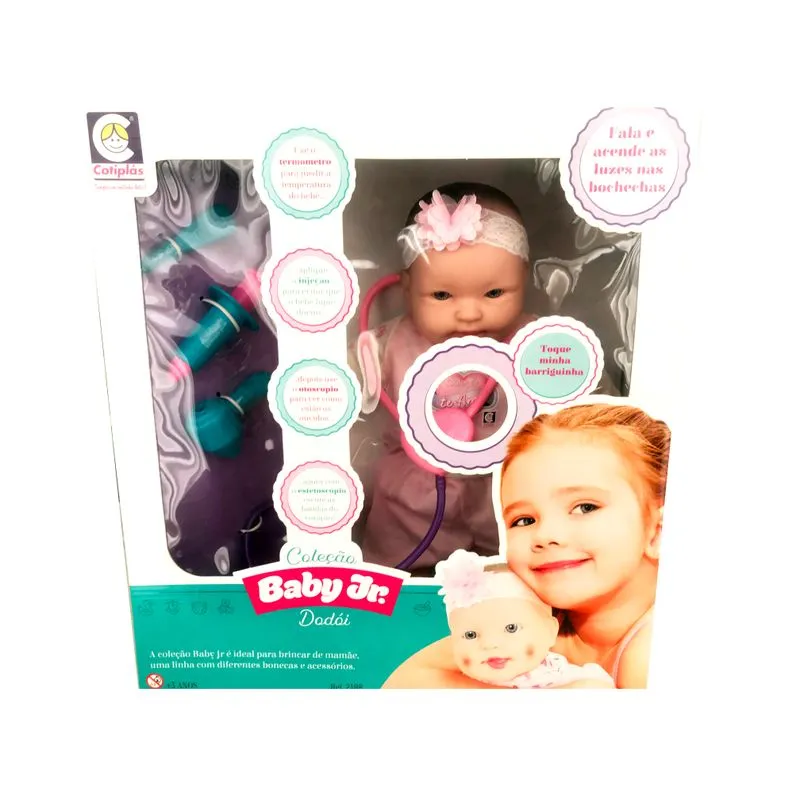 Boneca Baby Jr Cuida Bebe Dodoi - Rosa Estampada - 2188 COTIPLAS