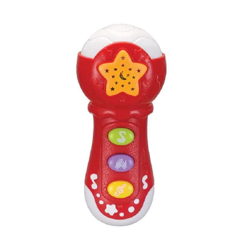Brinquedo Musical Com Luzes e Som - Microfone Vermelho BBR