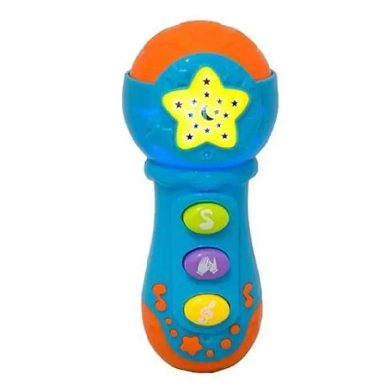 Brinquedo Musical Com Luzes e Som - Microfone Azul Royal BBR