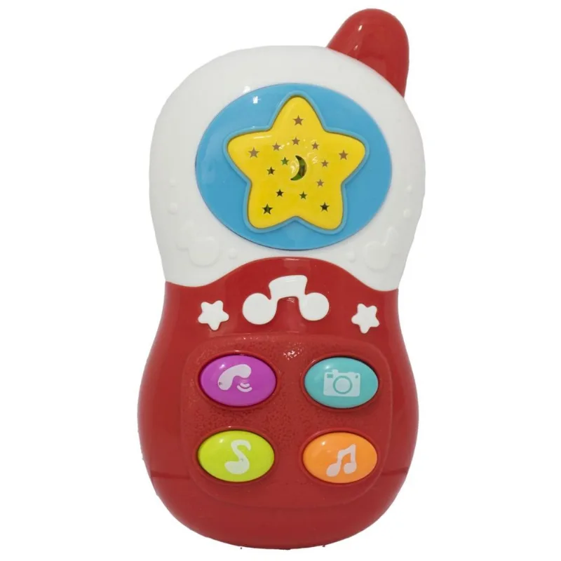 Brinquedo Musical Com Luzes e Som - Telefone Vermelho Estampado BBR
