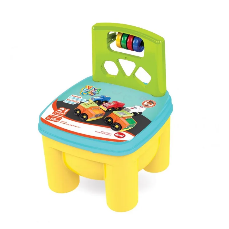 Cadeirinha Brinkadeira Big Friends 21 Pecas - Verde com Azul e Amarelo DISMAT