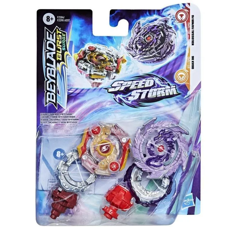 Jogo - Piao Beyblade - Speedstorm - Pack Duplo - Odax O6 e Kolossal Fafnir F6 HASBRO