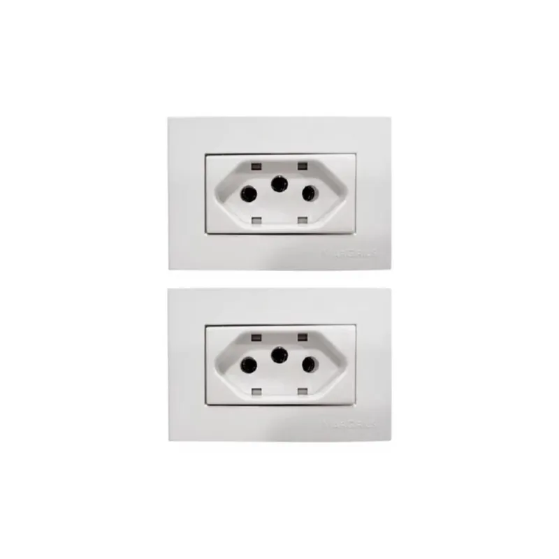 02 Tomada Moveis Margirius 2P T Branca 20A 250V Nbr 14136