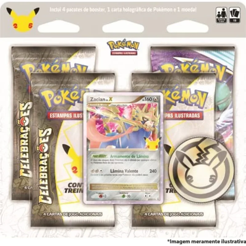 Blister Quadruplo Pokemon Celebracoes - Zacian X - 30635 COPAG DA AMAZONIA