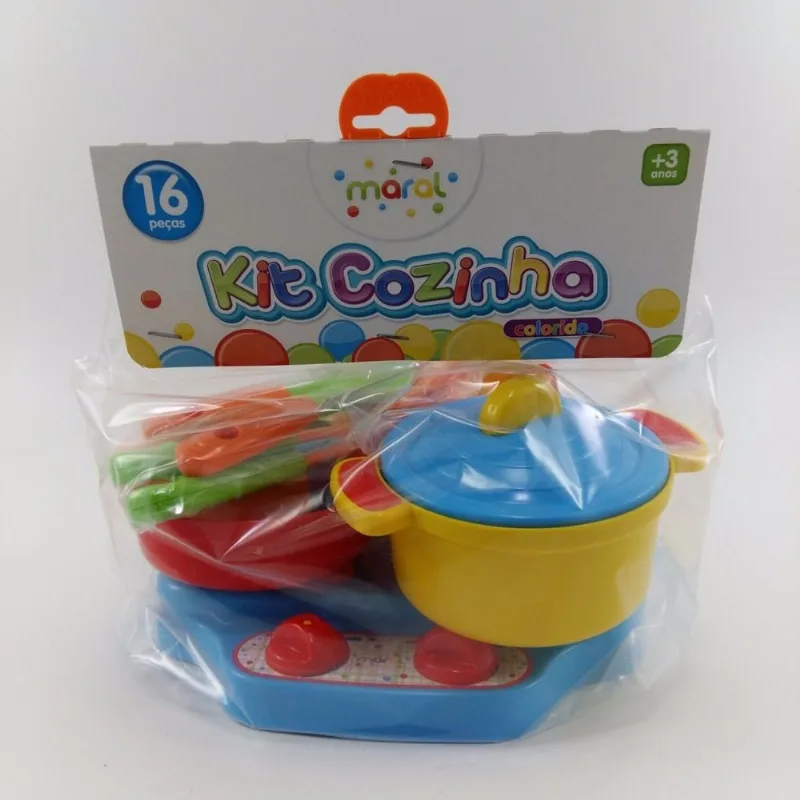 Kit Cozinha Colorido - panelinha amarela com tampa azul - 1026 MARAL