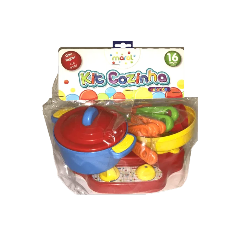 Kit Cozinha Colorido - panelinha azul com tampa vermelha - 1026 MARAL