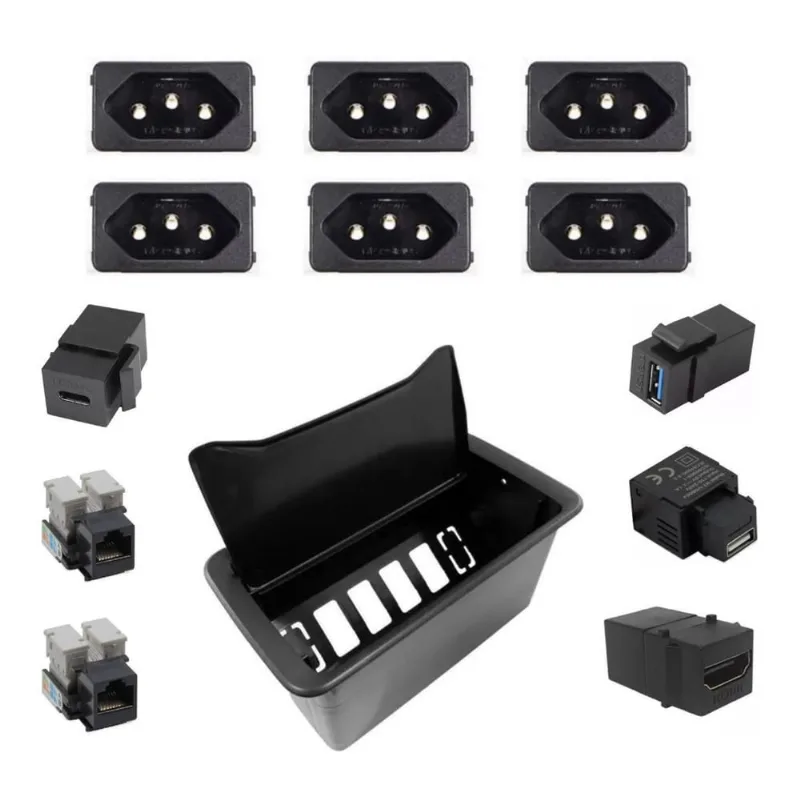Caixa Embutir Mesa Móveis Slim Completa Tomada Usb Hdmi Rj45