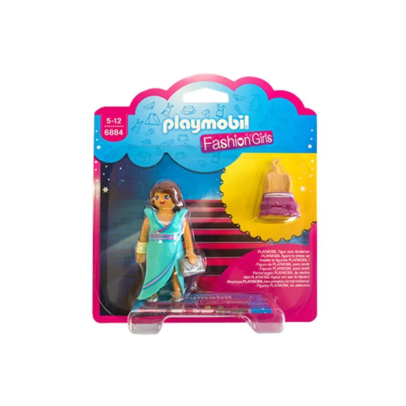 Mini Figuras Playmobil Fashion Girls - Vestido Azul / Saia Rosa - 1673 SUNNY BRINQUEDOS