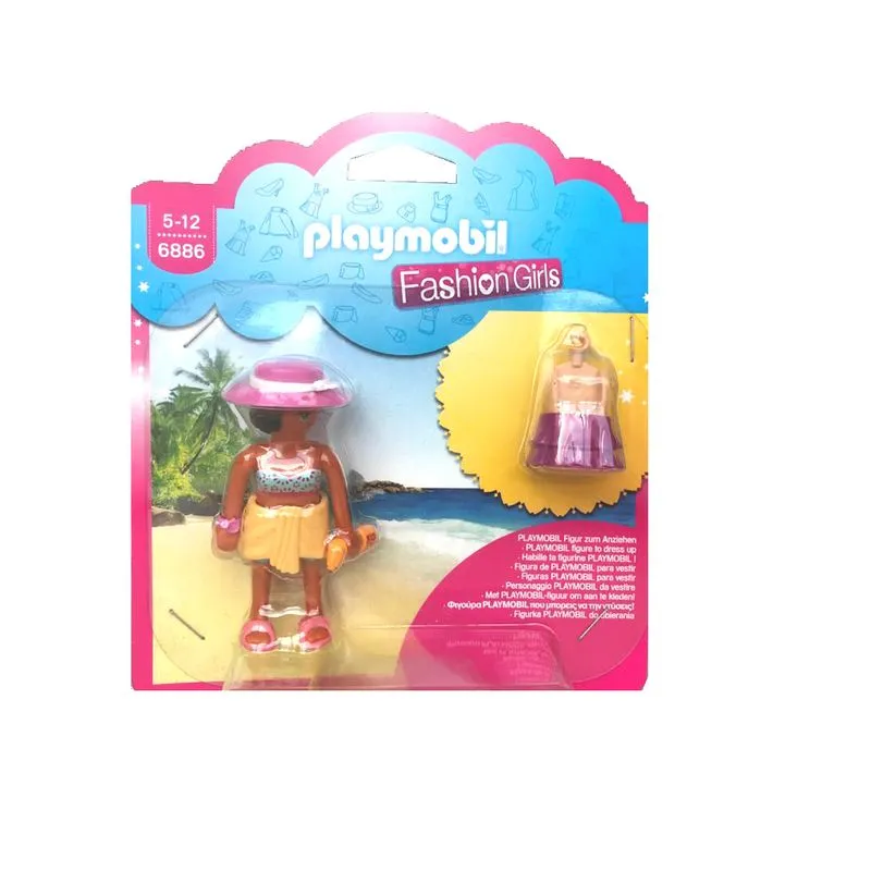 Mini Figuras Playmobil Fashion Girls - Roupa Estampada / Saia Rosa - 1673 SUNNY BRINQUEDOS