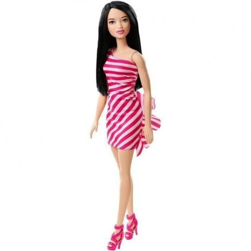 Boneca Barbie - Vestido Listrado Rosa - MATTEL