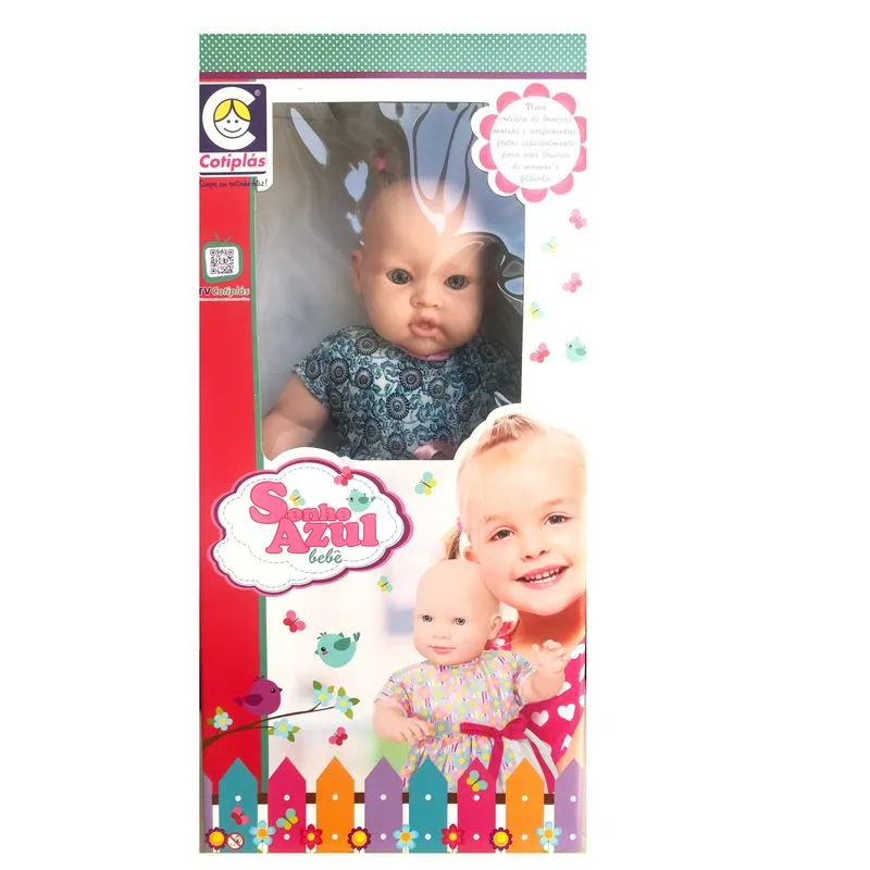 Boneca Sonho Azul Bebe - Azul com Flores - 2199 COTIPLAS