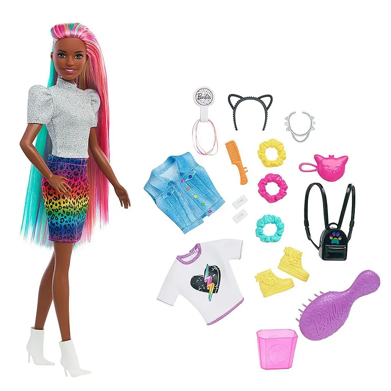 Barbie cabelo colorido e raspado muda de cor - Negra - GRN80 MATTEL