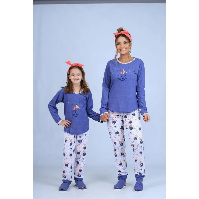 Pijama Cia do Corpo Space em Algodão Infantil PJI4740 Azul Marinho 8