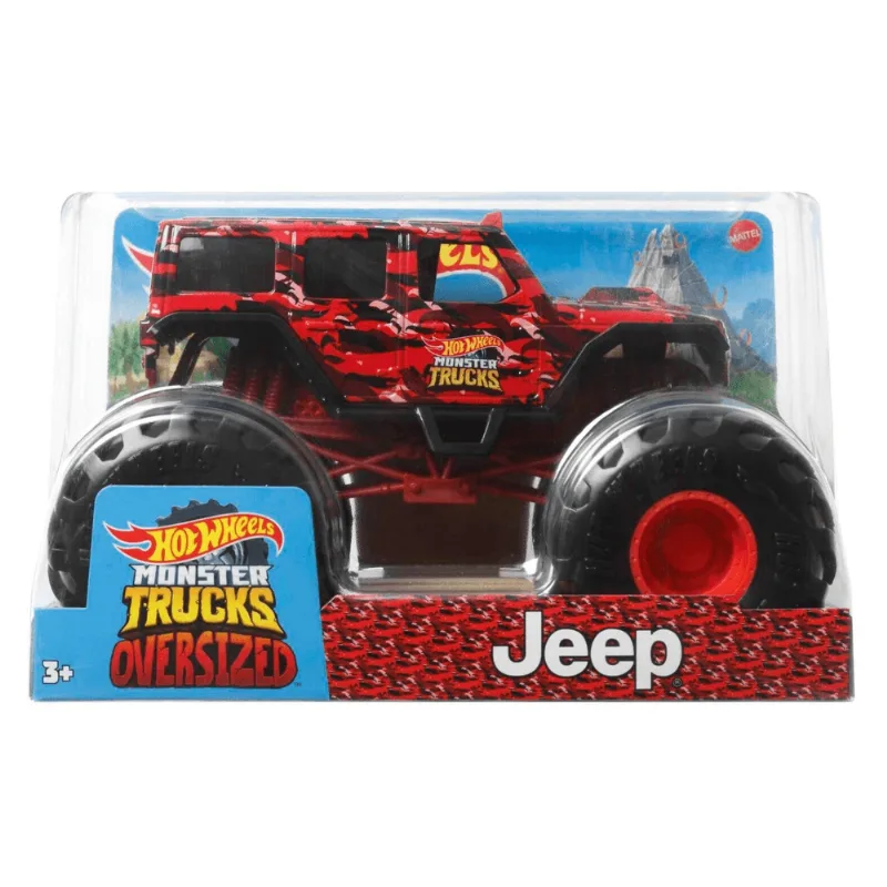 Veiculo - Hot Wheels - 1:24 - Monster Trucks - Jeep - Preto e Vermelho - Mattel MATTEL