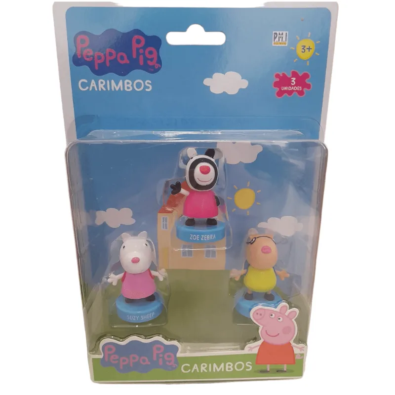 Peppa Pig - Carimbo Blister com 3 Unidades - Zoe Zebra - Suzy Sheep - Pedro Ponei (BR1690) MULTIKIDS