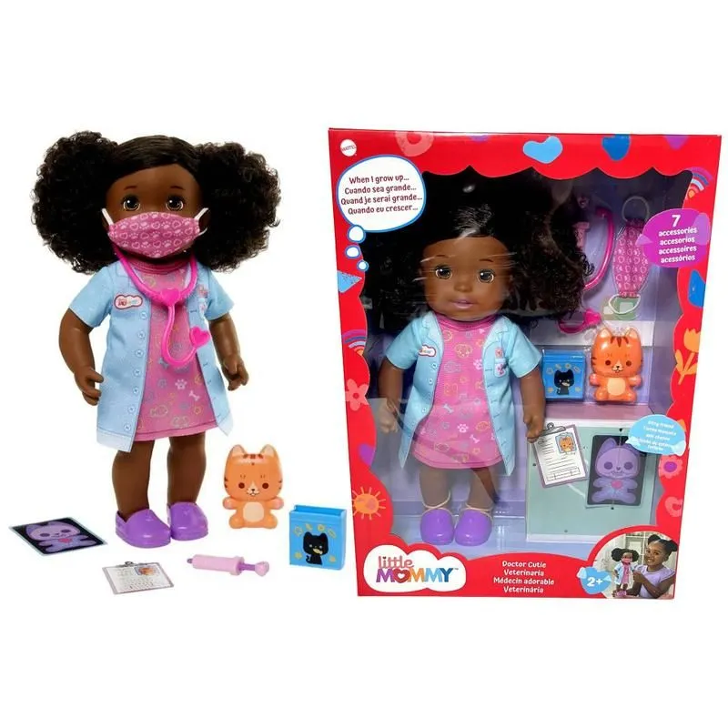 Boneca - Little Mommy Pequena Veterinaria Cor/Rosa e Azul MATTEL