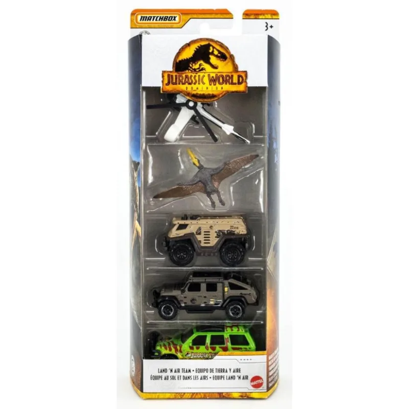 Pack - 5 Matchbox - Jurassic World - Equipe de Terra - Pteranodonte - FMX40 - MATTEL