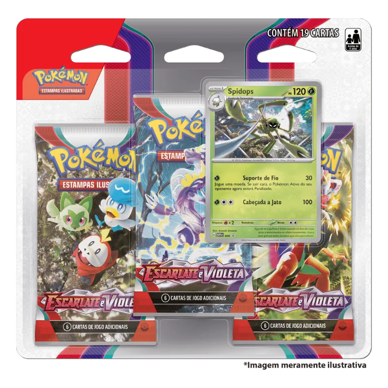 Cartas Pokemon - Triple Pack - Escarlate e Violeta 1 - Spidops - 32564 - COPAG DA AMAZONIA