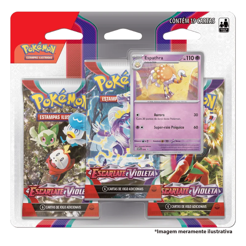 Cartas Pokemon - Triple Pack - Escarlate e Violeta 1 - Espathra - 32564 - COPAG DA AMAZONIA