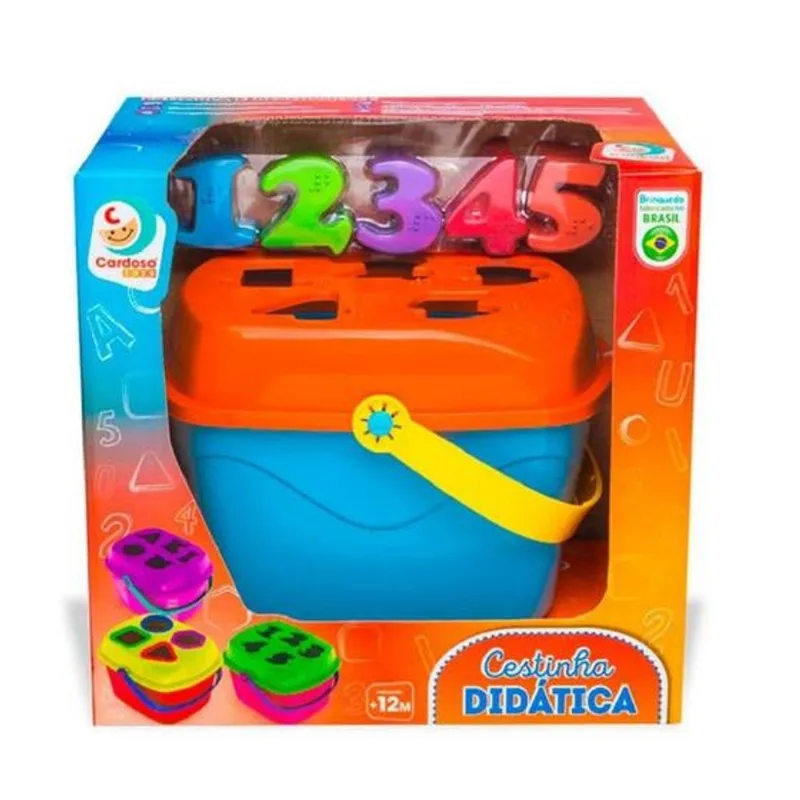 Cestinha Didatica Azul - Formas - Encaixar Numeros - 3044 CARDOSO