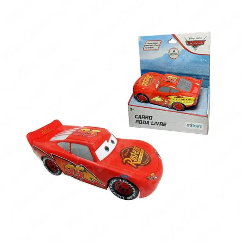 Carrinho - Flash Mcqueen - Roda livre Cars ETILUX