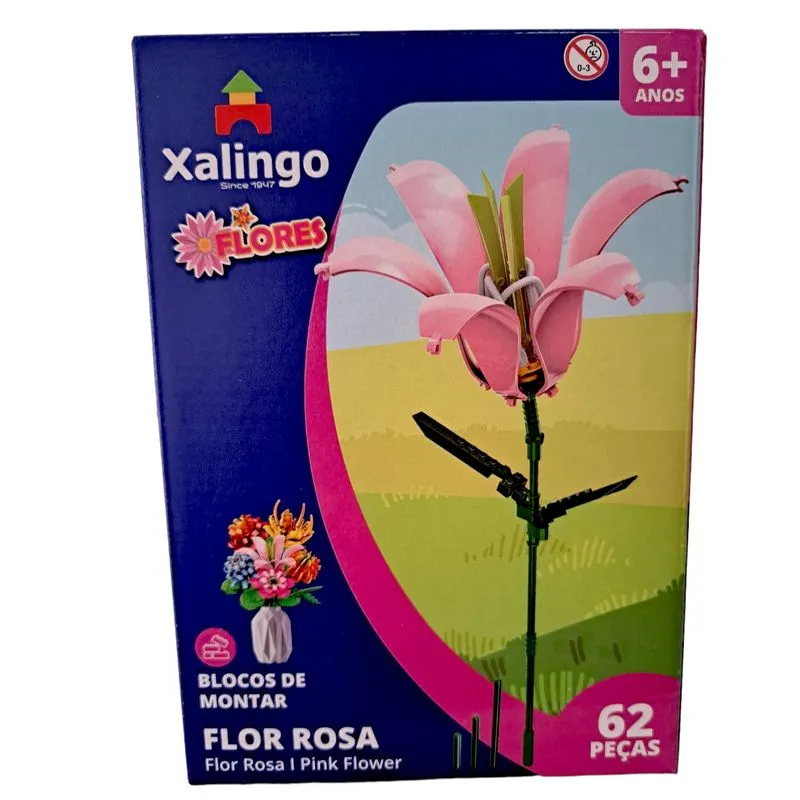 Blocos de Montar - Flor Rosa - Mundo Encantado XALINGO