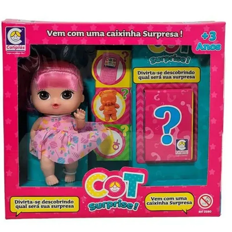 Boneca - Cot Surpresa - Cabelo Pink COTIPLAS