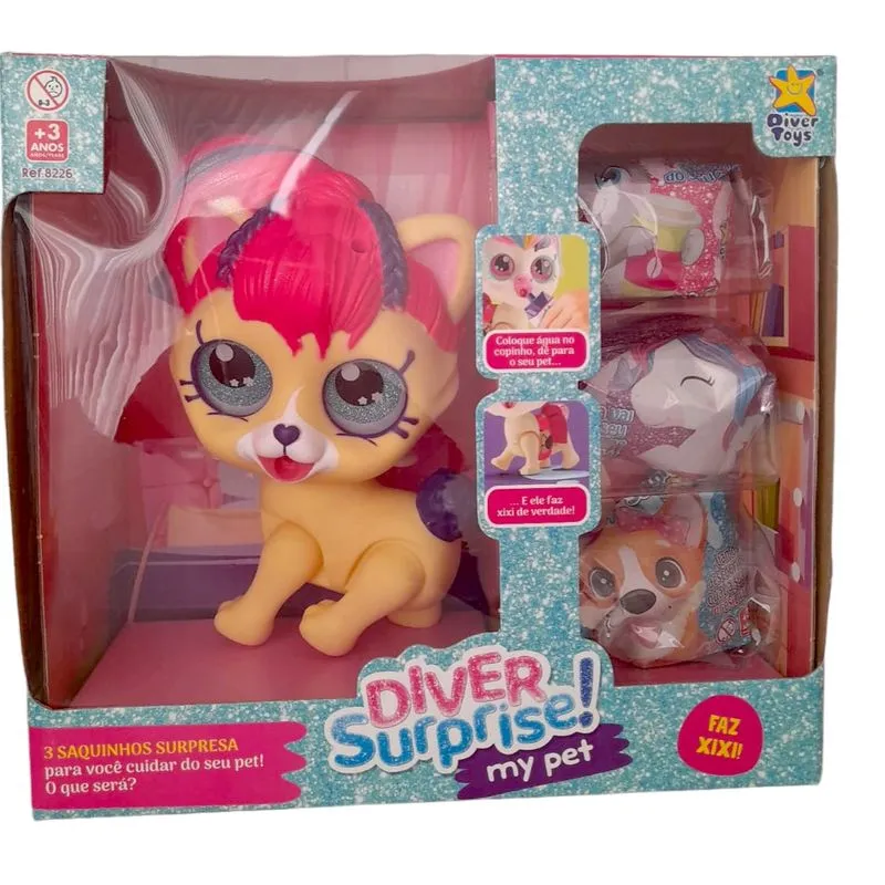 Boneca - Diver Surprise My Pet - Faz Xixi Gatinha - 8226 - DIVERTOYS